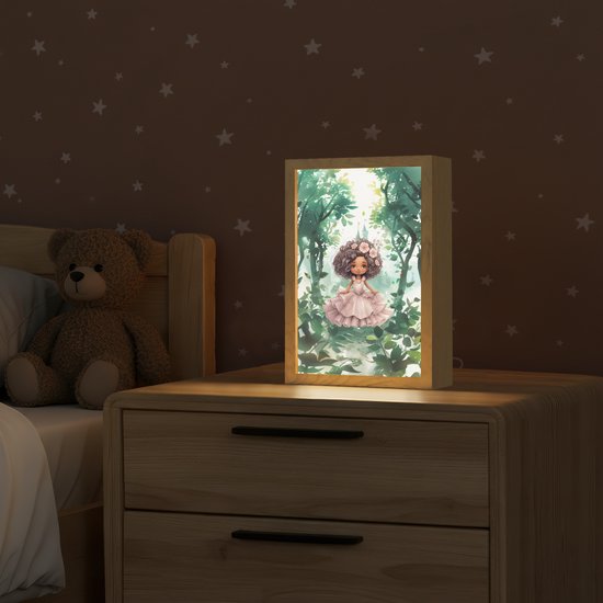 Nachtlampje 20x30 cm - Kinder lampje - Prinses - Meisje - Kasteel - Sprookjes - Roze - Tafellamp kinderkamer - Slaapkamer lamp - Bedlamp kinderen - Kinderlampje stopcontact - Wandlamp babykamer - Nachtlampjes van Merkloos — afbeelding 2