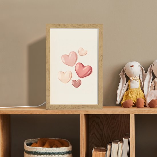 Nachtlampje 20x30 cm - Kinder lampje - Harten - Rood - Roze - Zwevend - Tafellamp kinderkamer - Slaapkamer lamp - Bedlamp kinderen - Kinderlampje stopcontact - Wandlamp babykamer - Nachtlampjes van Merkloos — afbeelding 3