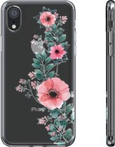 "BeHello iPhone XR Gel Siliconen Hoesje Transparant met Bloemen print "