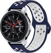 Siliconen Bandje voor Galaxy Watch Active - 2 - 40mm - 44mm – Vervangend Luxe Armband – Blauw en Wit