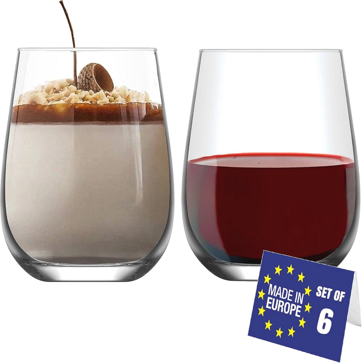 Moderne Drinkglazen Set van 6 - 475 ml - Loodvrij Vaatwasserbestendig