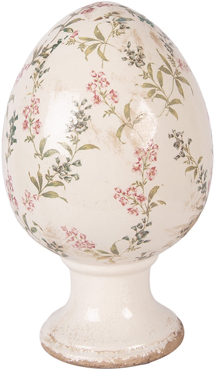 Decoratie Beeld Ei Ø 17x28 cm Beige Keramiek