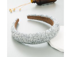 Parelhoofdband, Strass, Glanzende Dameshoofdband, Dikke Gewatteerde Hoofdband, Geschikt voor Feest, Belangrijke Gelegenheidskleding - Zilver