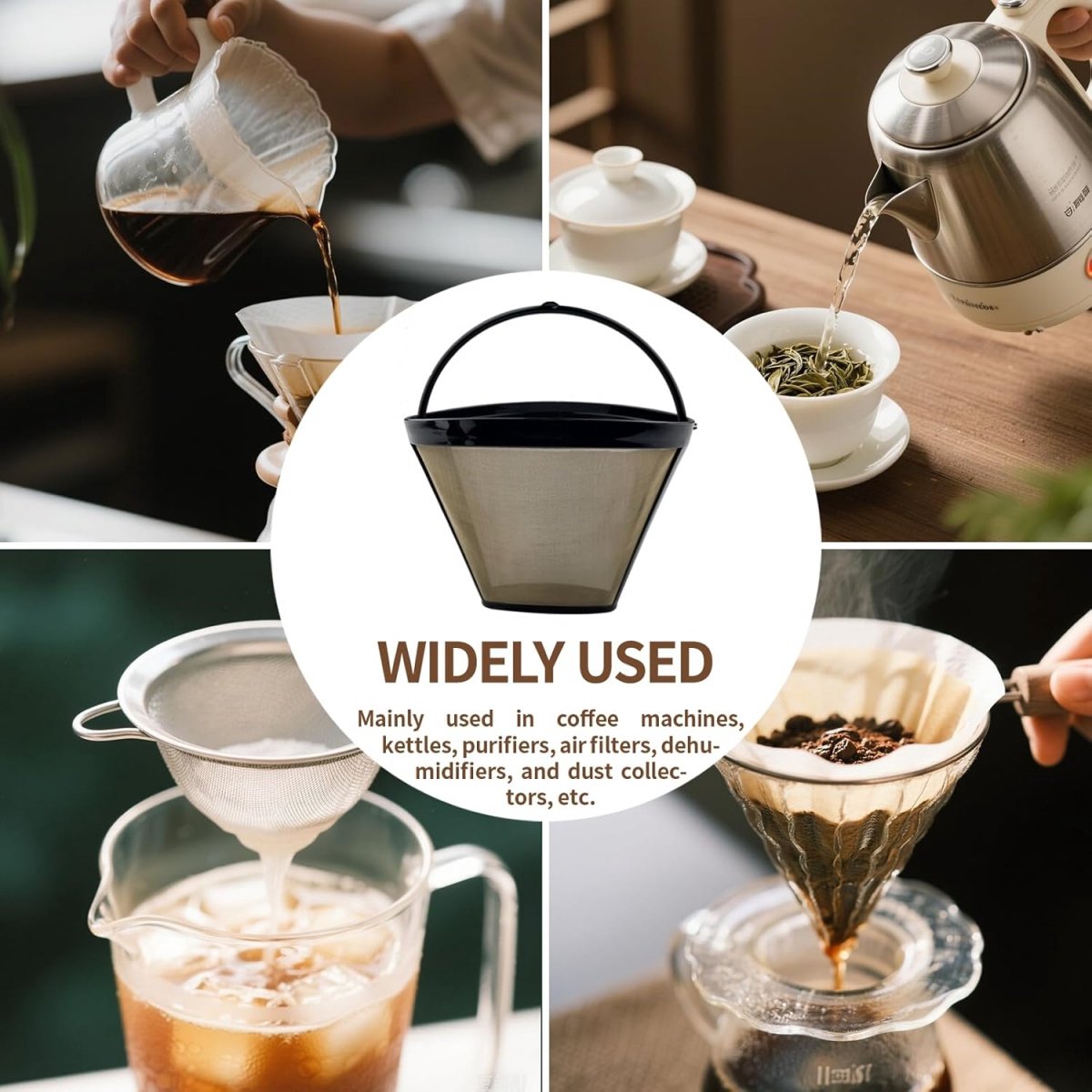 longziming -2*Herbruikbare Koffiefilter van Roestvrijstaal – Fijnmazig RVS Gaas – Duurzaam & Milieuvriendelijk – Geschikt voor Veel Koffiemachines — cadeau in Kookcadeaus - foto 2