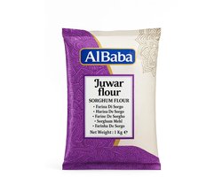 Alibaba Juwar Flour 1kg Glutenvrije Sorghummeel - Farina di Sorgo | Ideaal voor roti, brood, gebak en pannenkoeken | Fijngemalen gierstmeel voor gezond koken en bakken met Kajal-stickers