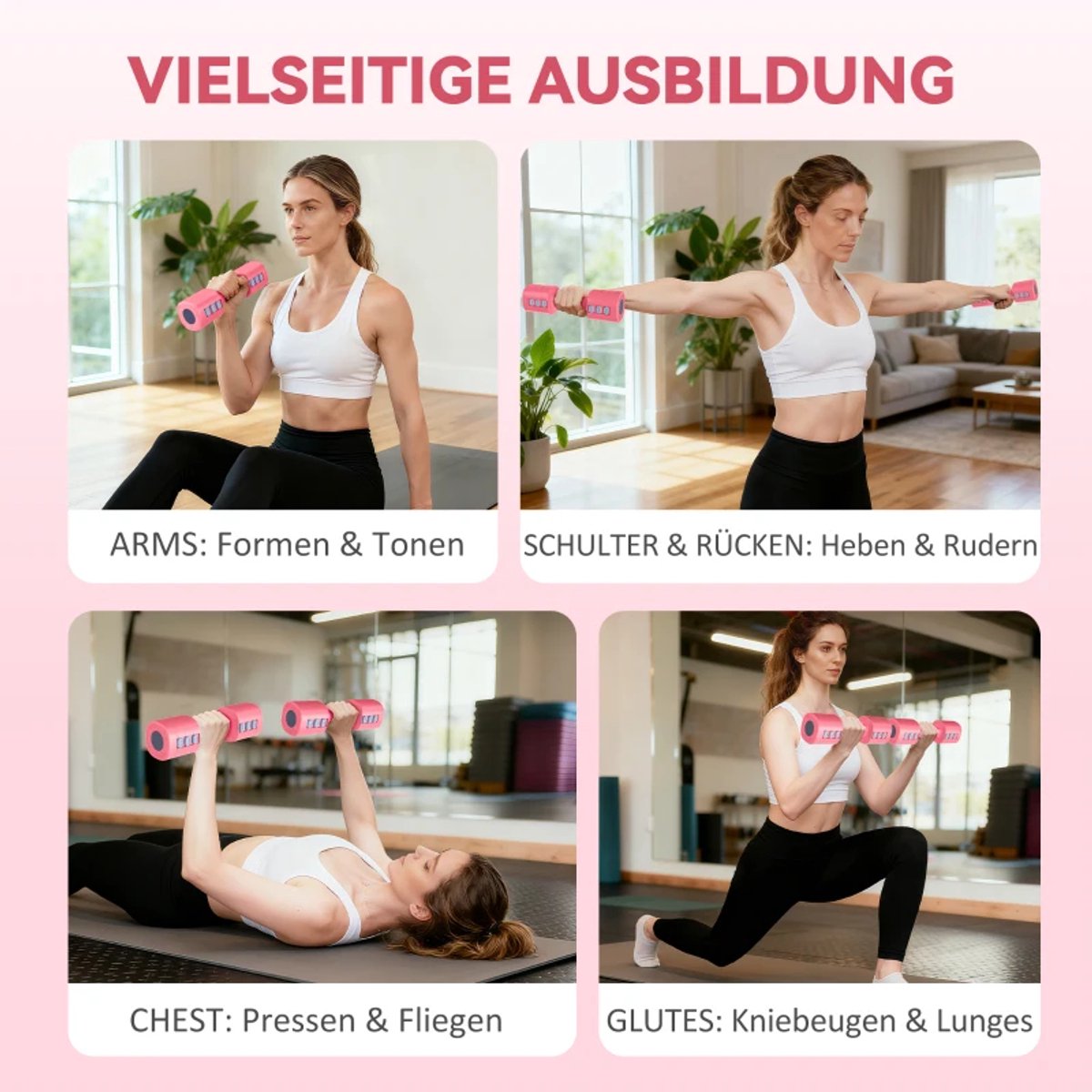 Halterset - Dumbells - Verstelbaar Gewicht - 2 x 1-2,5 kg- Dumbells set - Vierkante vorm - Veelzijdig - Gewichten Fitness - Metalen Kern - Halter set voor Krachttraining, Workout, Gym - Rood thumbnail 2