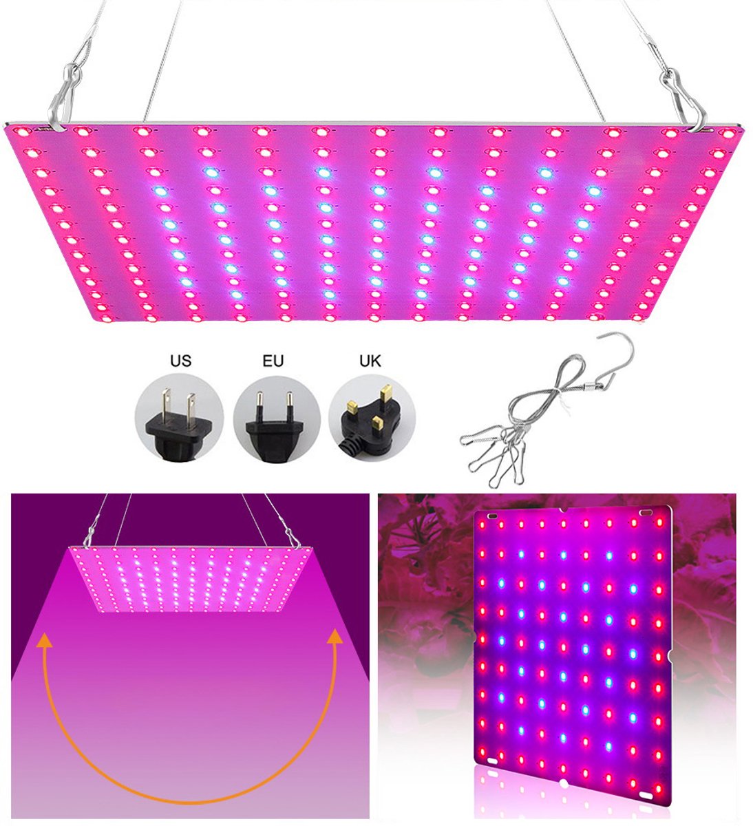 MUPOO Groeilamp Planten – Kweeklamp LED Full Spectrum 25–80W voor Binnen – Ideaal voor Groei en Bloei van Kamerplanten, Groenten en Bloemen – Rood & Blauw Panel 81 LEDs