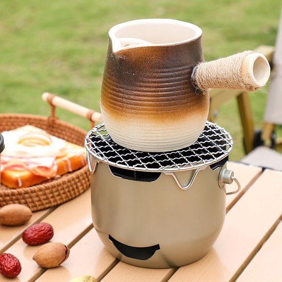 Grill - Draagbare houtskoolgrill - Mini houtskoolgrill van roestvrij staal - Kleine buitengrill - Geschikt voor kamperen, barbecueën in de achtertuin, campers en picknicks (Groen) van Merkloos — afbeelding 4