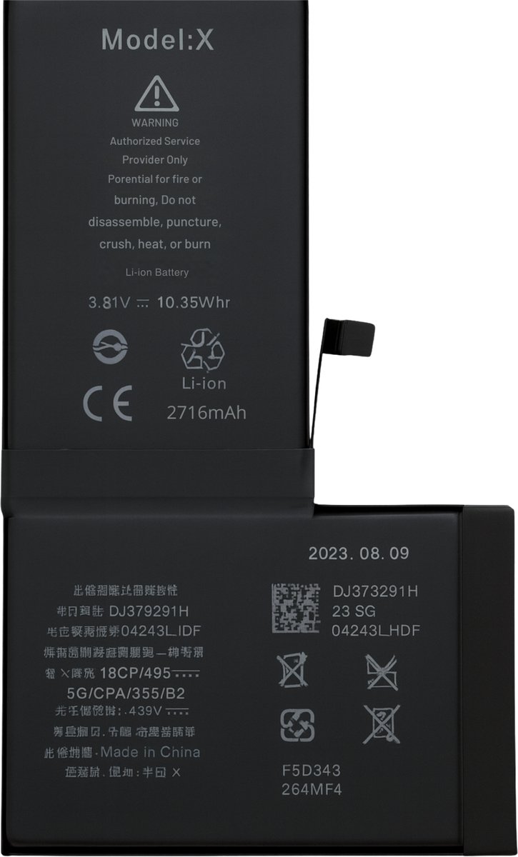 Batterij voor iPhone X - Vervangende batterij 2716 mAh lithium-ion