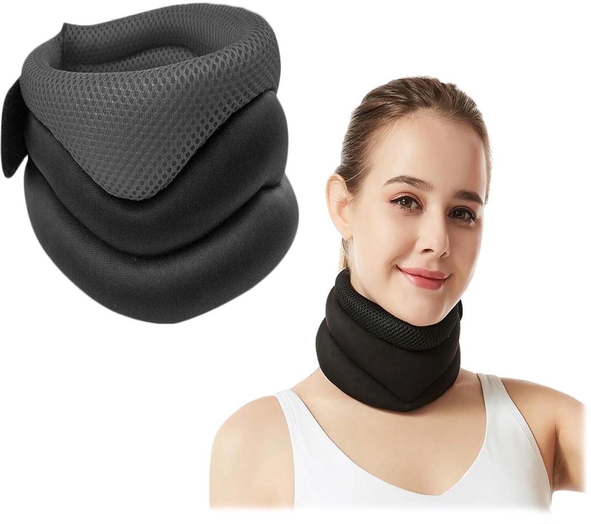 Allecta - Zachte Universele Halsband met Afneembare Neksteun voor Slaap - Verstelbaar en Stabiliserend - Drukverlichtend voor Wervelkolom