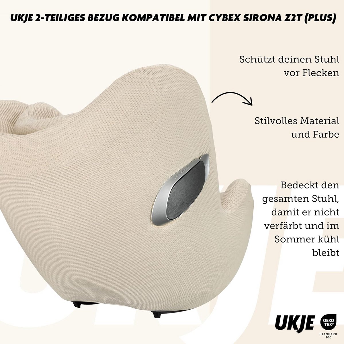 Hoes voor Kinderautostoel voor Cybex Sirona Z & T i-size – Beschermhoes Beige Wafel – foto 4