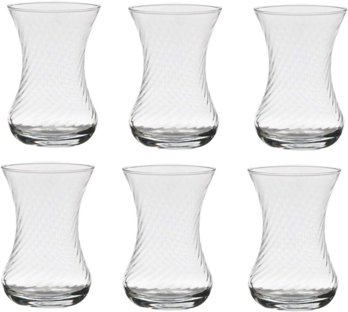 Set van 6 Turkse thee glazen Incebel met spiraalmotief - 12,5 cl