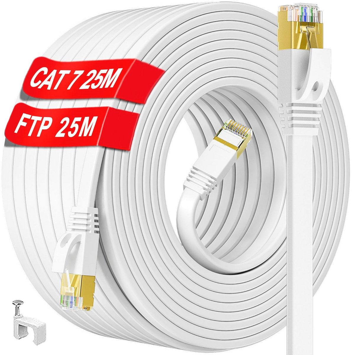 Ethernet Kabel 25m Cat 7 Hoogwaardige Netwerkkabel voor Binnen en Buiten