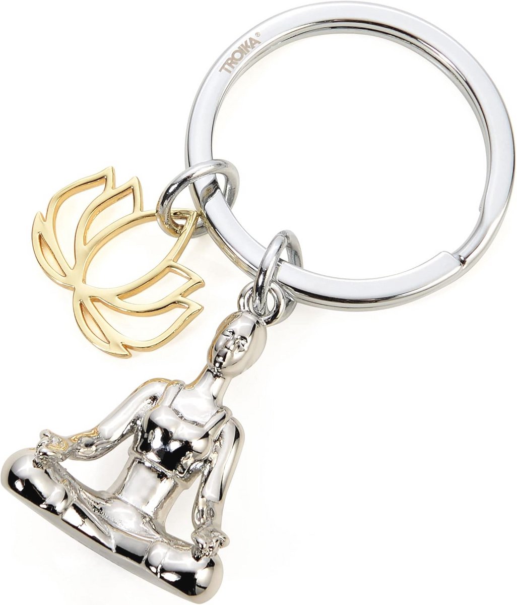 Yoga sleutelhanger met meditatie en lotusbloem
