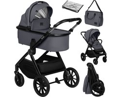 Lionelo Layla Kinderwagen 2in1 – XXL SET – Veelzijdig en jaarrond – Grote wielen – Bediening met een hand – Voor alle soorten terrein – Accessoireset