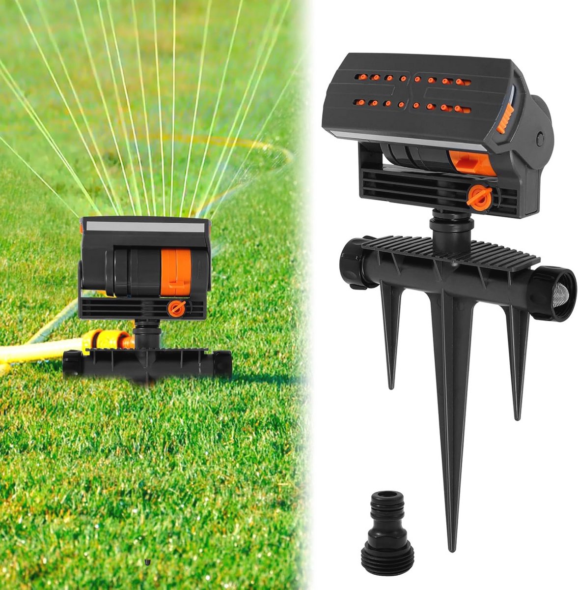 Vierkante sproeier met 16 gaten voor gazonbesproeiing – 90 m² oppervlakte met automatische rotatie