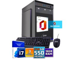 Intel Ultra Compleet Desktop PC | Intel Core i7 | 16 GB RAM | 512GB SSD M.2 | DVD+RW | Windows 11 Pro | Business Office Multimedia Computer | Inclusief Muis & Toetsenbord en Microsoft Office!