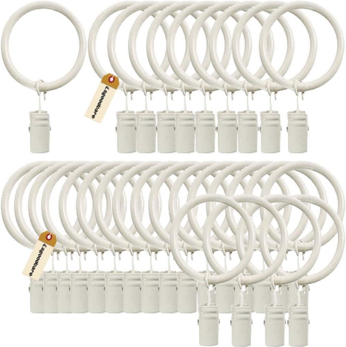 Set van 30 decoratieve metalen gordijnringen met clips - 1 inch binnendiameter, witte gordijnclips