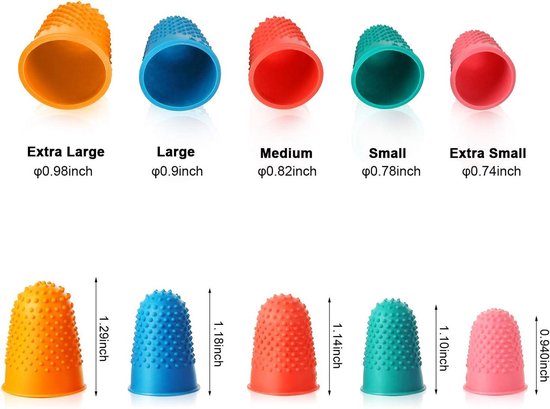 Allecta - Set van 20 Herbruikbare Rubberen Vingerhoedjes voor Geld tellen, Sorteertaak en Sportgames - Dikke Beschermers in Verschillende Maten - Blauw, Oranje, Groen, Rood, Roze - XL van Allecta — afbeelding 4