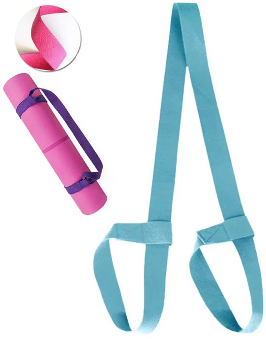 Yoga Mat - Draagriem - Voor Extra Dikke Mat - Draagband - Hengsel voor Yoga mat - Blauw — afbeelding 2