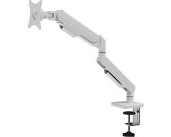 DESQ® Monitor Arm met Gasveer - 17-32 Inch - Quick Release VESA - Bureauklem + Bladdoorvoer - Wit