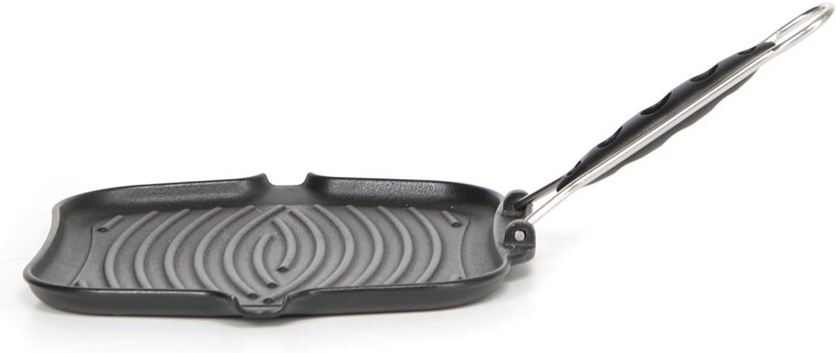 Gietijzeren Grillpan met Thermische Indicator 25x25 cm - Geschikt voor Alle Warmtebronnen