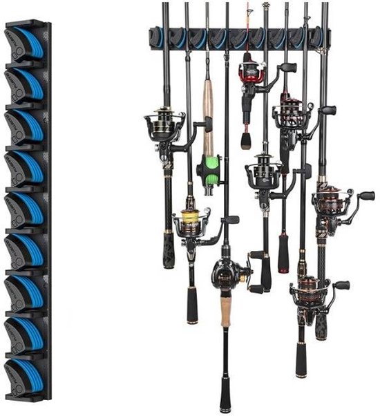 Porte-Hengels Vertical - Porte-Hengels pour la Garage - Convient aux Hengels d'un Diamètre de 3-19 mm - 9 Compartiments