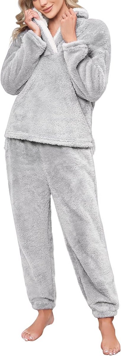 Dames Pyjama Fleece Set - Warm en Zacht met Lange Mouwen