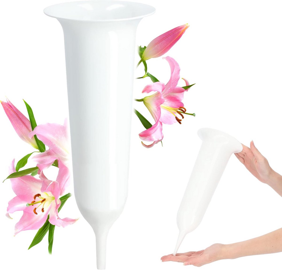 Weerbestendige Bloemenvaas voor Begraafplaats - Stabiele Grafdecoratie in Diverse Kleuren