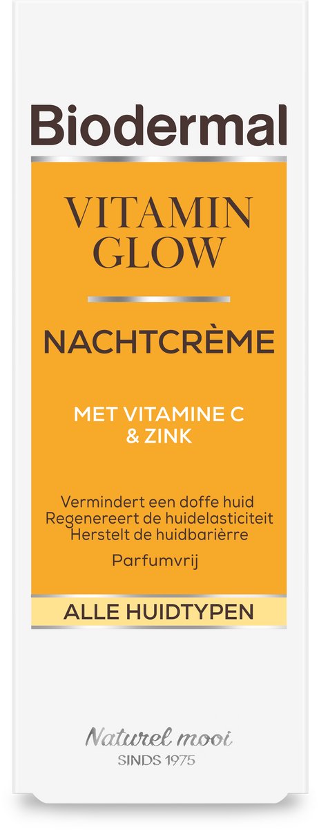 Biodermal Vitamin Glow Nachtcrème met vitamine C en zink - Gezichtsverzorging - 50 ml
