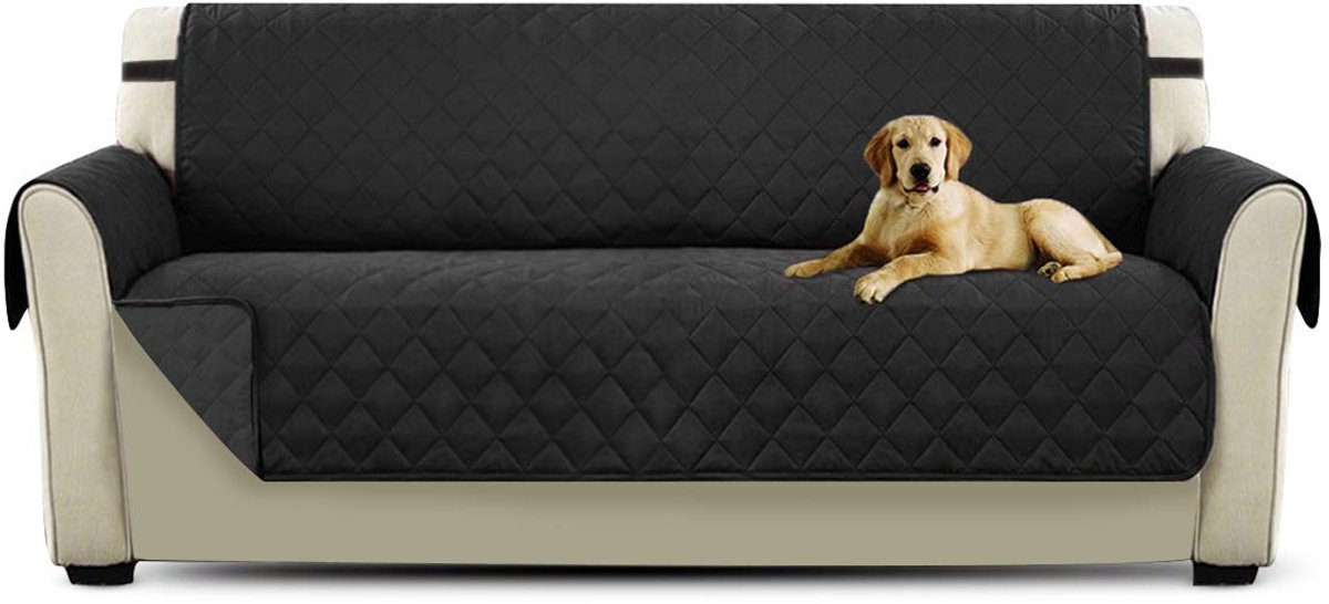 Unyqoos Stijlvolle bankhoes voor 2-zits en 3-zits banken met antislip functie, zwart, 96*160*52 cm