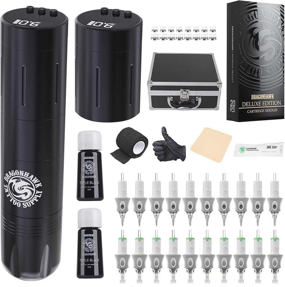 Draadloze Tattoo Machine Pen Set met Batterij en Tattoo Benodigdheden