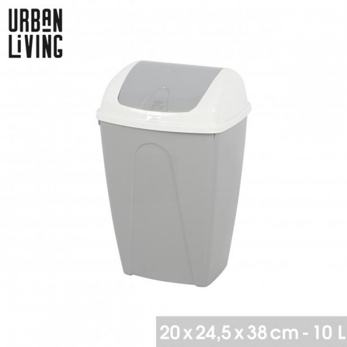 "PASHA" Flip prullenbak 10 L tweekleurig wit en Nomad Grey