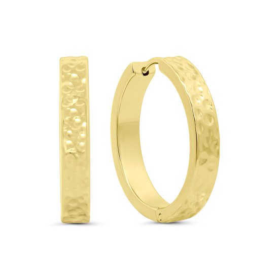 8CE-70647 – CO88 Collection – Boucles d'oreilles martelées 20 mm – Couleur or