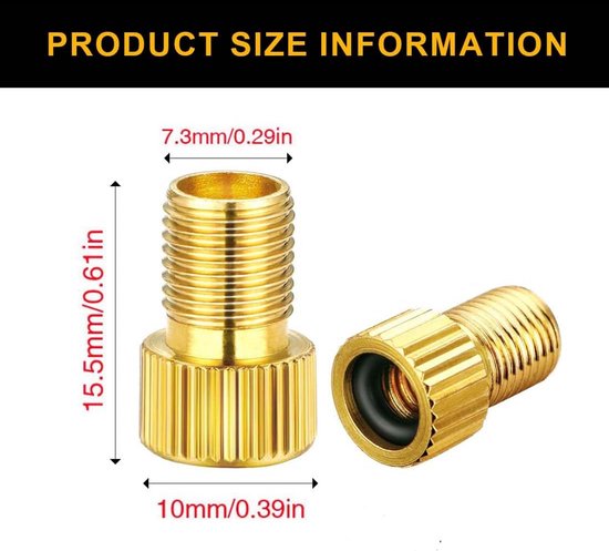 4x Fietsventiel Adapter Set: Presta (Frans) naar Schrader (Auto) en Dunlop — afbeelding 5