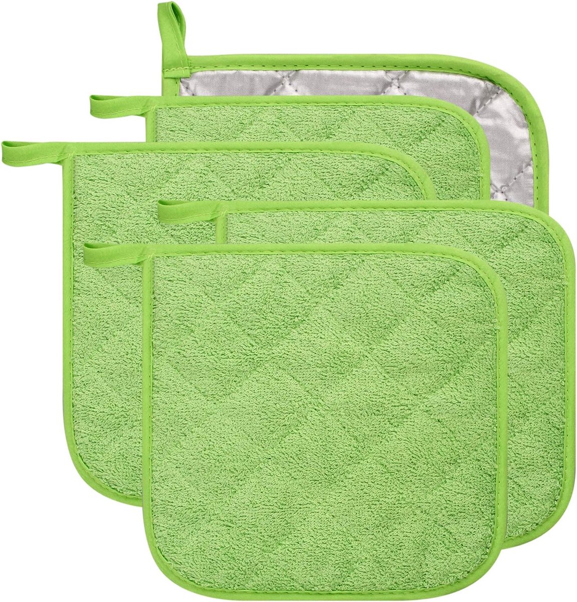 Placemat - Set van 5 isolatiematten voor in de keuken - hittebestendige isolatiematten - grote onderzetters voor dagelijks koken en bakken (afmeting: 6,5 x 6,5 inch, kleur: Lichtgroen)