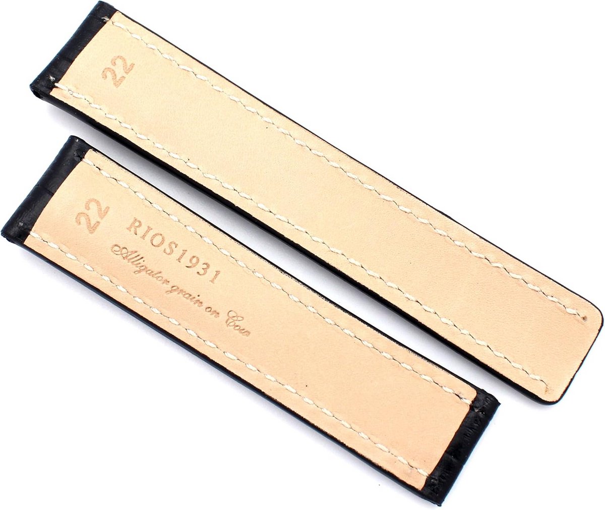 Horlogeband met krokodillenreliëf, handgemaakt in Duitsland, compatibel met vouwsluitingen