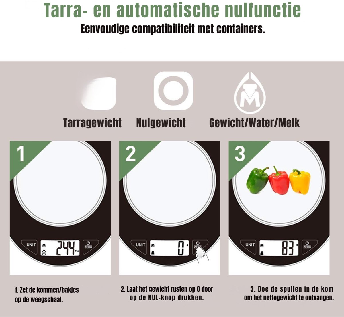 RVV® Keukenweegschaal digitaal met kom - Keukenweegschaal - Keukenweegschaal digitaal - Zwart - 24cm x 19cm x 6cm