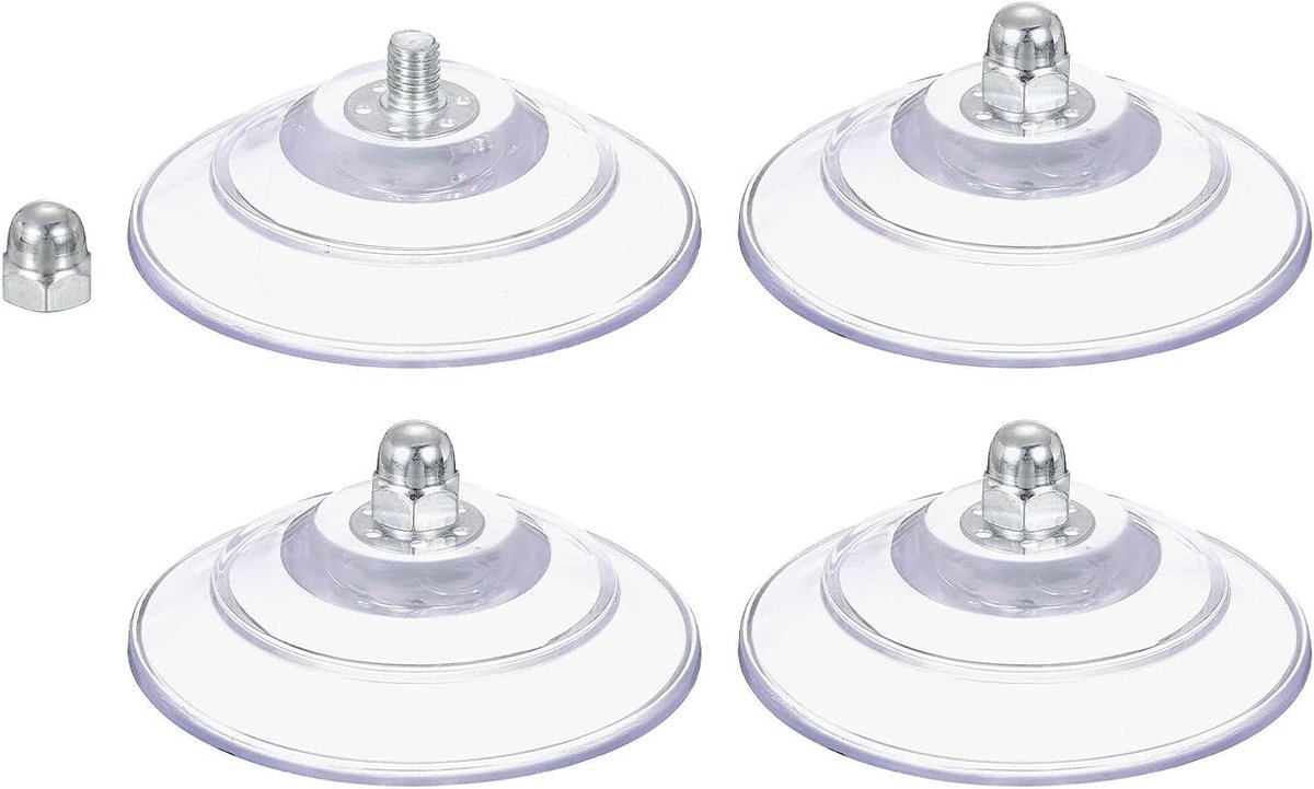 Allecta - Transparante zuignappen voor glas, 90 mm diameter, PVC-raamglas, 4 stuks