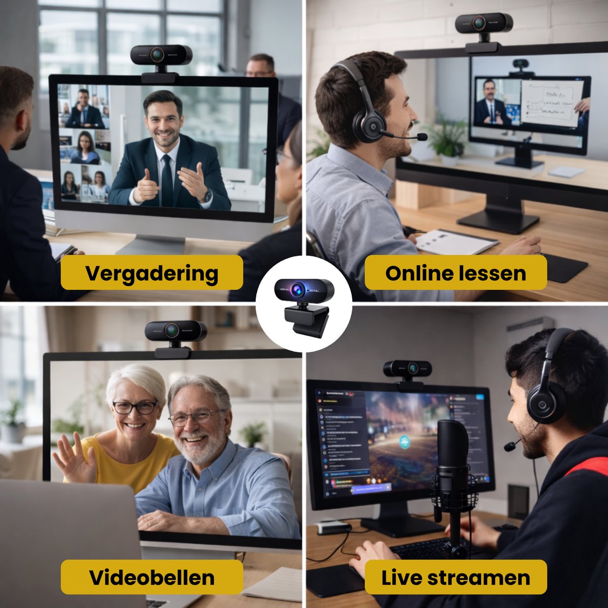 Clerby Webcam 1080P Full HD met Microfoon voor PC/Laptop thumbnail 5