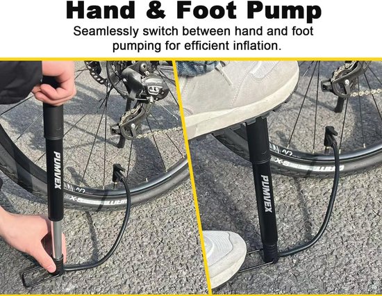 Mini Fietspomp 120 PSI - Draagbare Hand-/Pedalpomp voor Presta/Schrader Ventielen - Ideaal voor Race-/Mountain-/BMX-fietsen — afbeelding 4