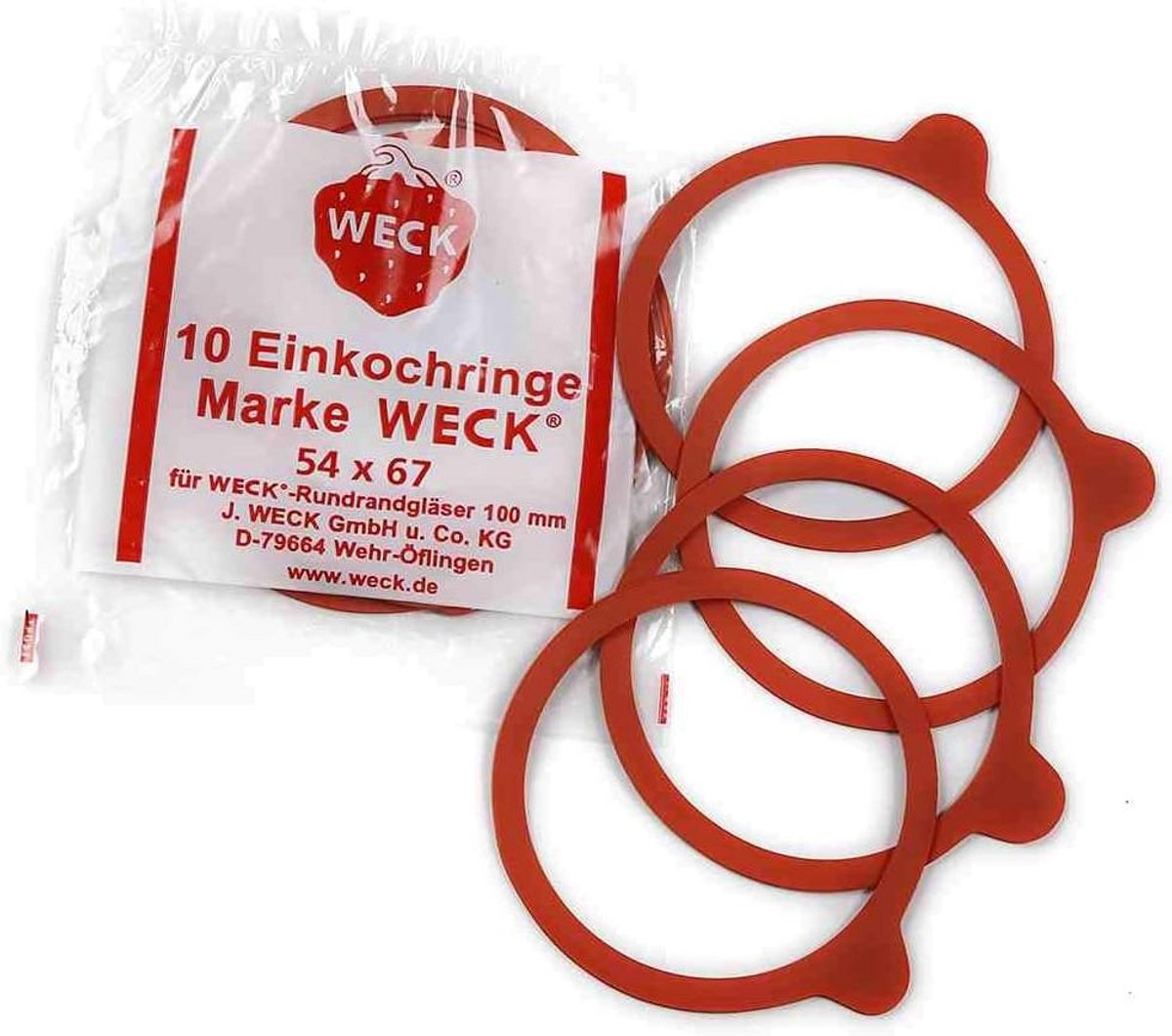 Weck inmaakringen 10 stuks - 54 x 67 mm - rood - luchtdichte afsluiting
