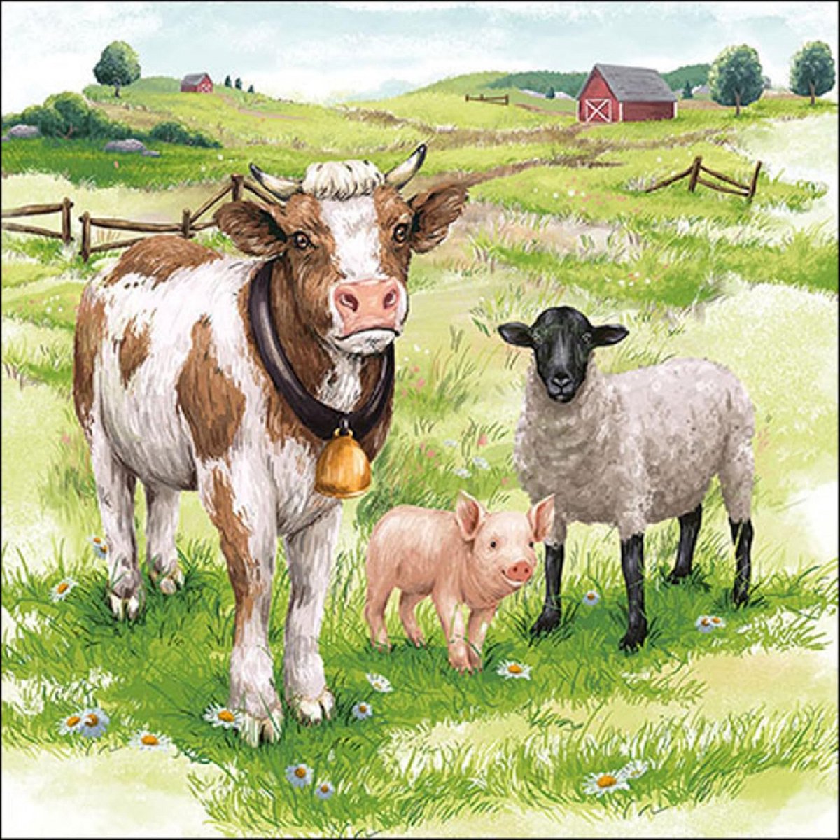 20 papieren servetten met schattig dierenmotief, 33x33cm, 3-lagig