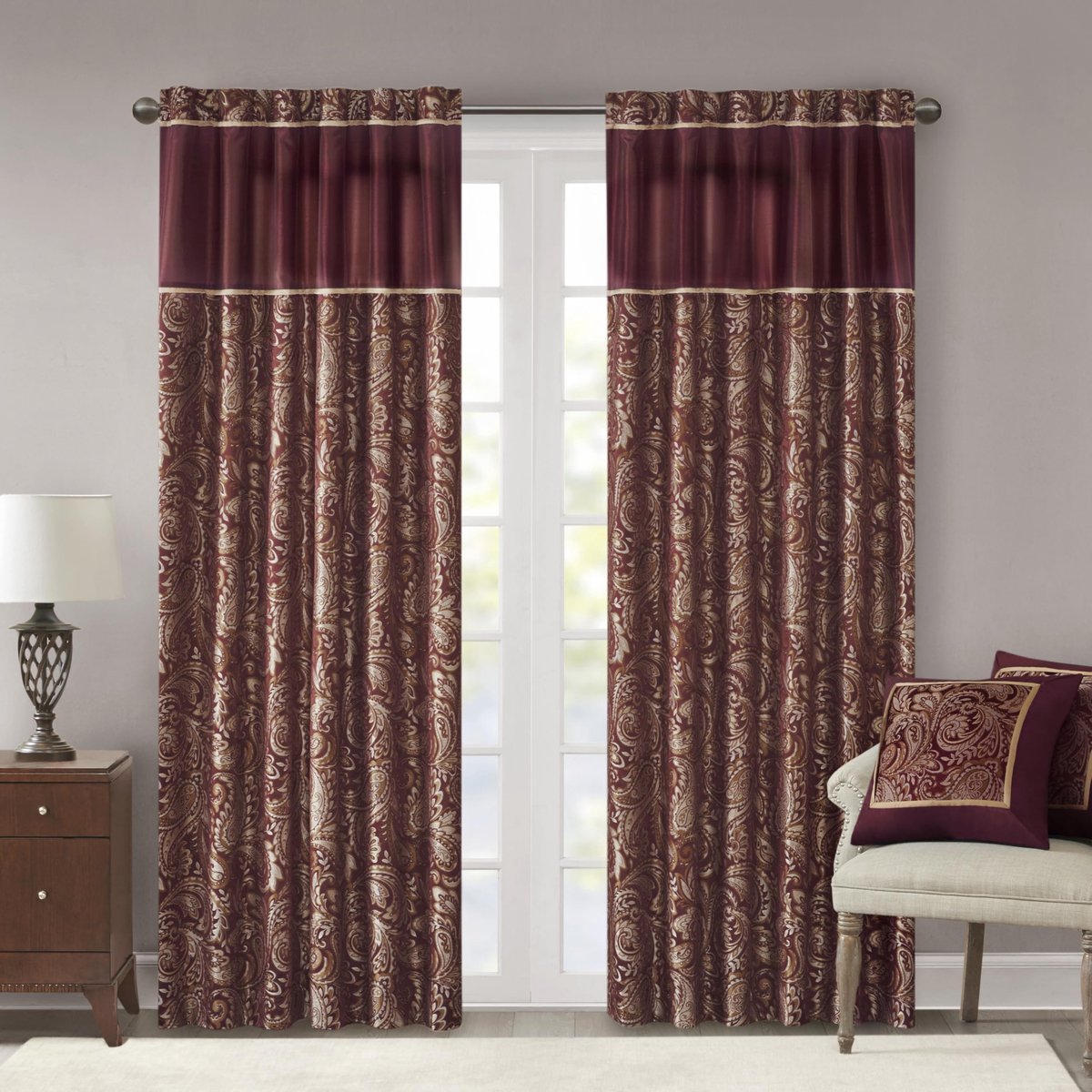 Unyqoos Stijlvolle bordeauxrode jacquard gordijnen voor diverse woonruimtes bourgondië