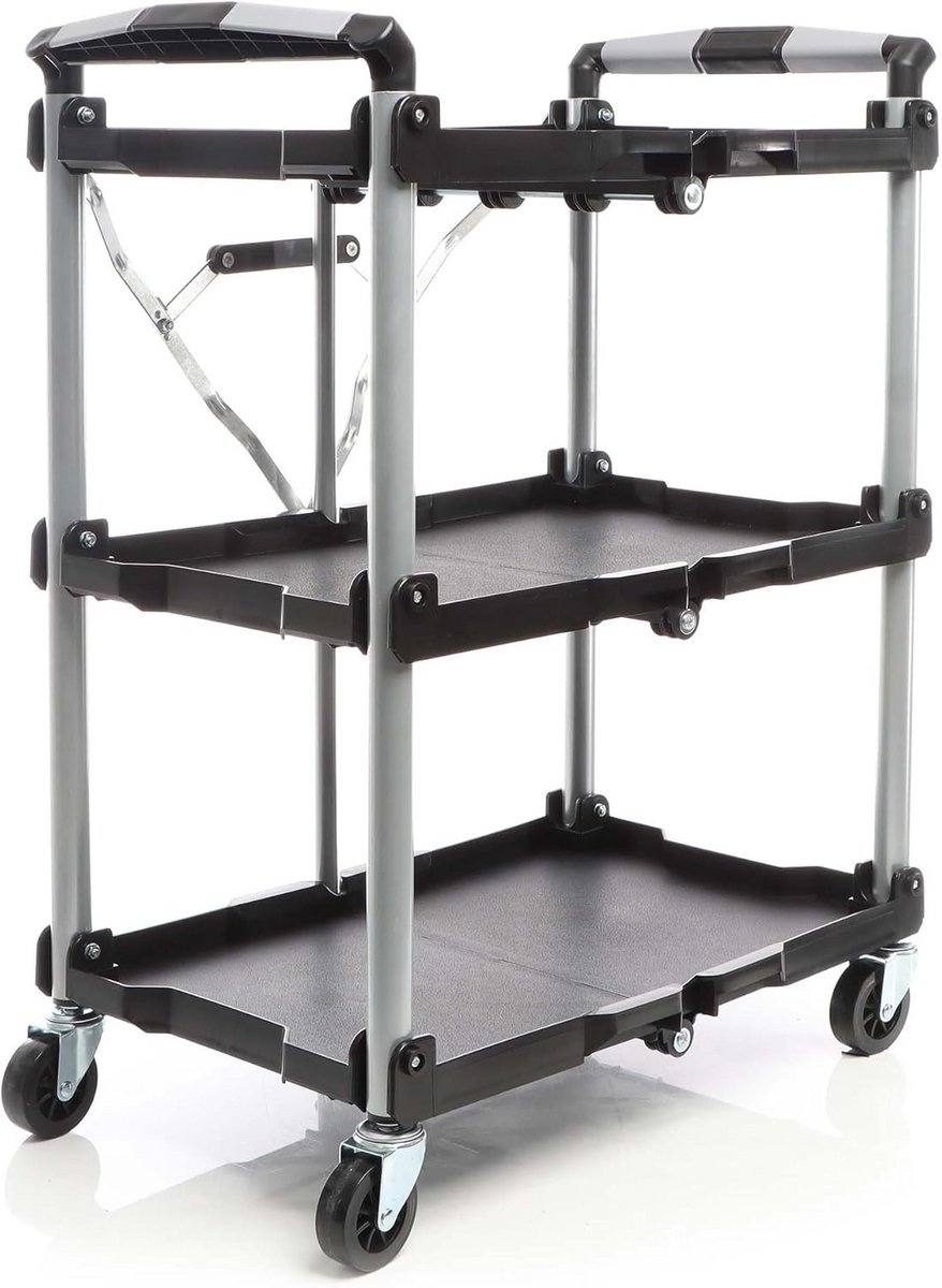 Opvouwbare Trolley met 3 Etages - Multifunctionele Transportwagen 120kg