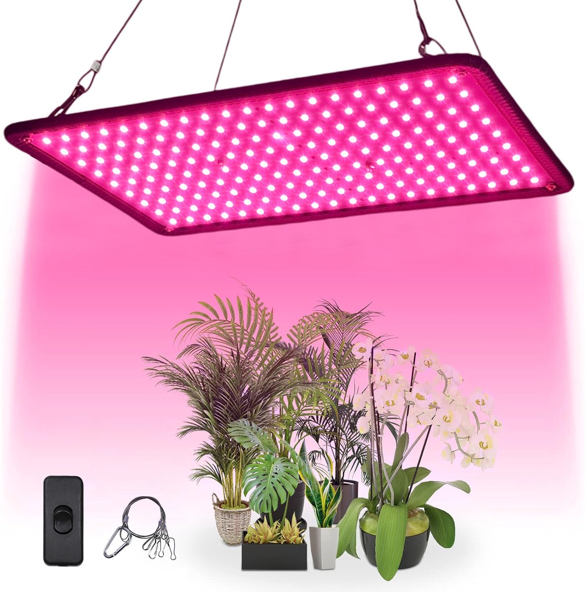 MUPOO Groeilamp Planten – Kweeklamp LED Full Spectrum voor Binnen – Ideaal voor Groei en Bloei van Kamerplanten, Zaailingen en Kas – Pink Model 28×18cm