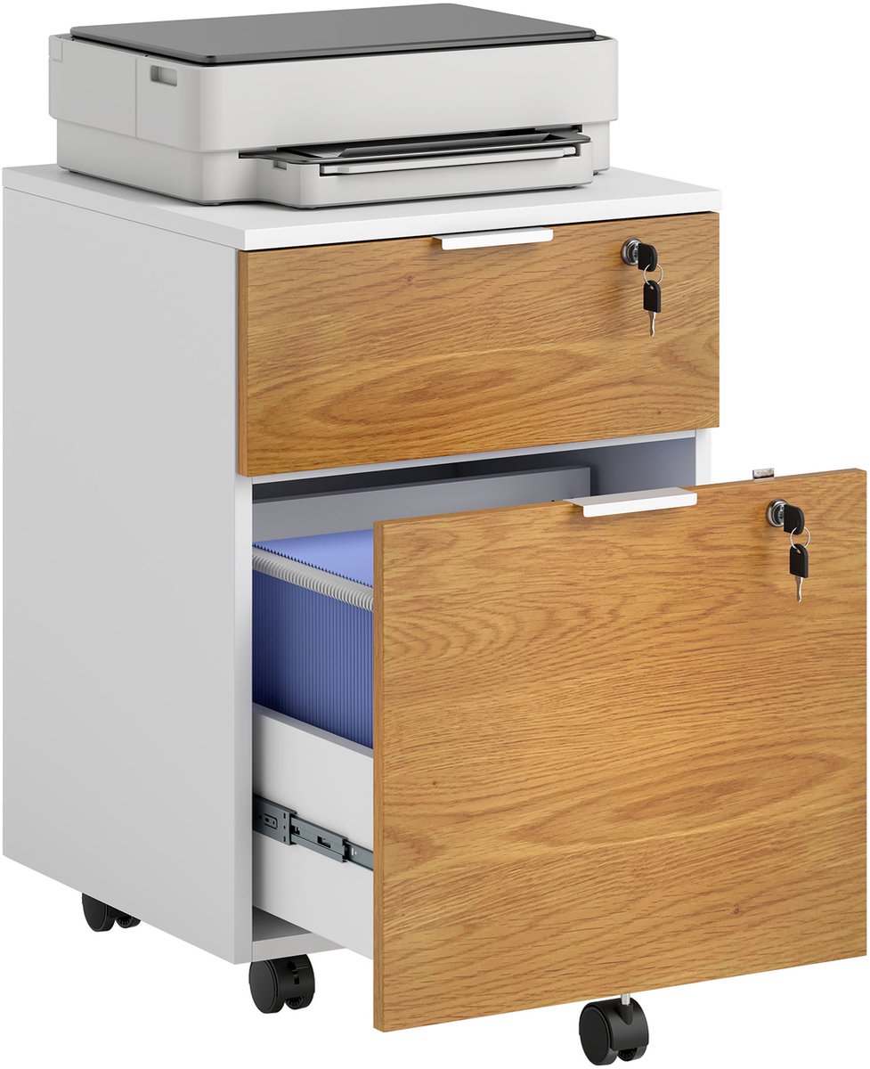 HOMCOM archiefkast - Spaanplaat - 42x40x60cm - Natuurlijk hout