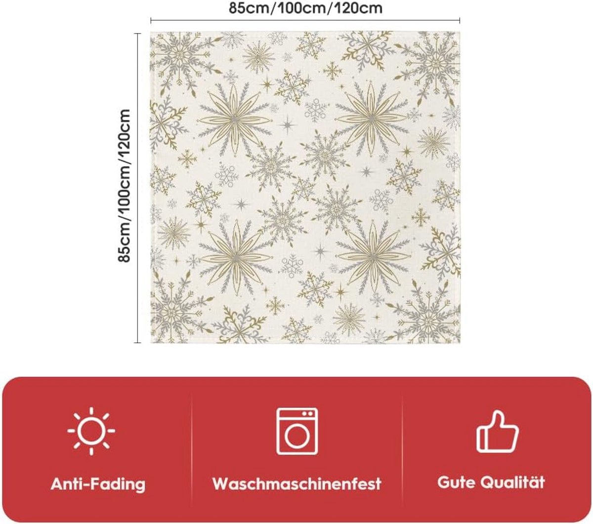 Winter Tafelkleed met Sneeuwvlokken voor Kerst en Feestdagen - 100 x 100 cm