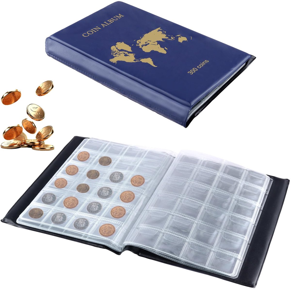 IMPERATORIS® Muntenalbum – Muntenverzamelmap – Munten Verzamelmap & Opbergsysteem voor Munten Opbergen – Geld Verzamelmap / Geldmap – Muntenmap met Muntenhouders