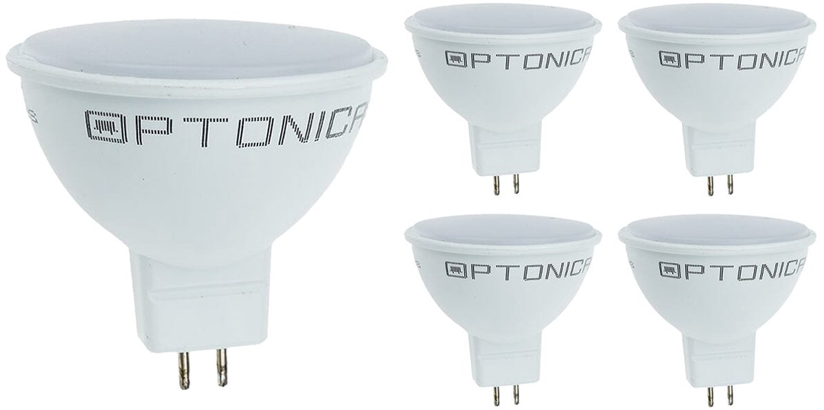Optonica LED Spot GU5.3 MR16 - 7W (vervangt 50W) - 600lm - 4500K Neutraal Wit - 12V - Ø50mm - Energiezuinig - 5 stuks